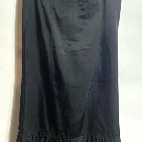 Tempo Paris Black Side Zip Pleated Hem Casual Maxi Skirt Sz M - Picture 1 of 2